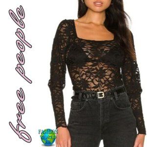 NWT Free People Long Distance Layering Top In Black Size Medium